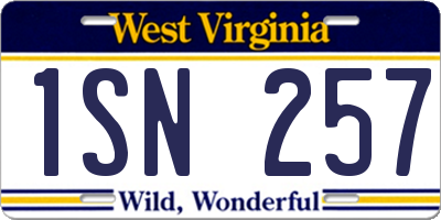 WV license plate 1SN257