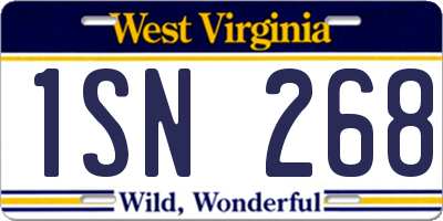 WV license plate 1SN268