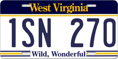 WV license plate 1SN270