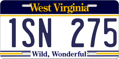 WV license plate 1SN275