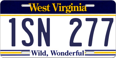 WV license plate 1SN277
