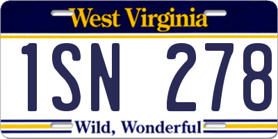 WV license plate 1SN278