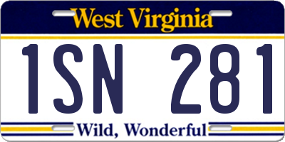 WV license plate 1SN281