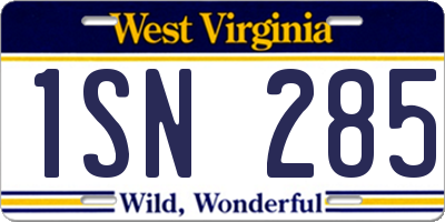 WV license plate 1SN285