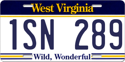 WV license plate 1SN289