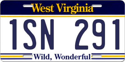 WV license plate 1SN291