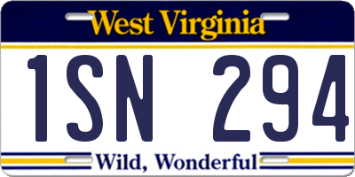 WV license plate 1SN294
