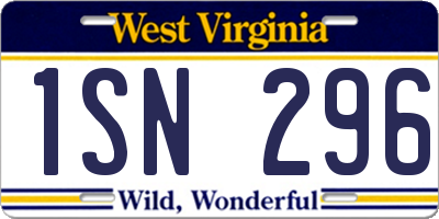 WV license plate 1SN296