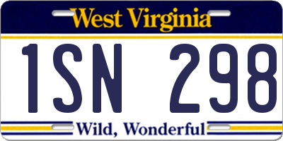 WV license plate 1SN298