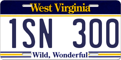 WV license plate 1SN300