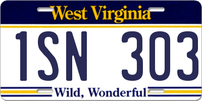 WV license plate 1SN303