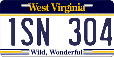 WV license plate 1SN304