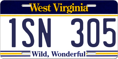 WV license plate 1SN305