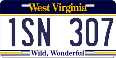WV license plate 1SN307