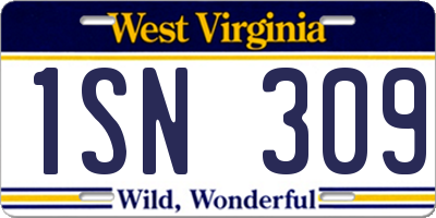 WV license plate 1SN309