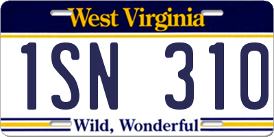 WV license plate 1SN310