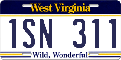 WV license plate 1SN311