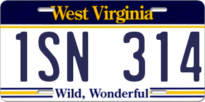 WV license plate 1SN314