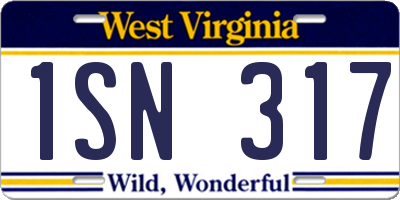WV license plate 1SN317