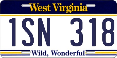 WV license plate 1SN318