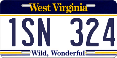 WV license plate 1SN324