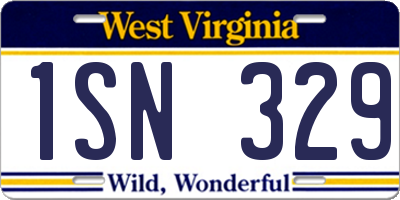 WV license plate 1SN329