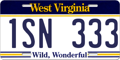 WV license plate 1SN333