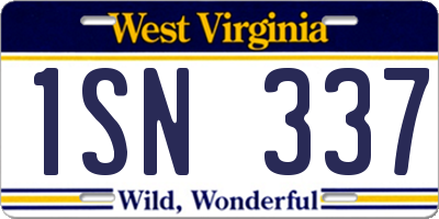 WV license plate 1SN337