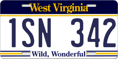 WV license plate 1SN342