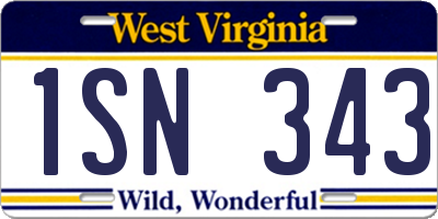 WV license plate 1SN343