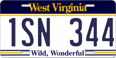 WV license plate 1SN344