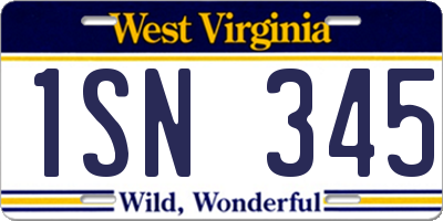 WV license plate 1SN345