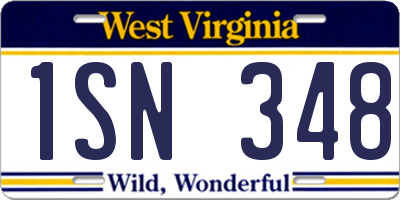 WV license plate 1SN348