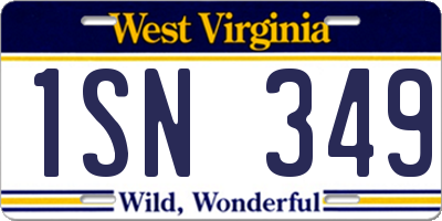 WV license plate 1SN349