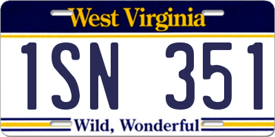 WV license plate 1SN351