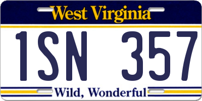 WV license plate 1SN357