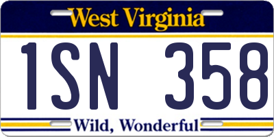 WV license plate 1SN358