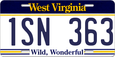 WV license plate 1SN363