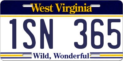 WV license plate 1SN365