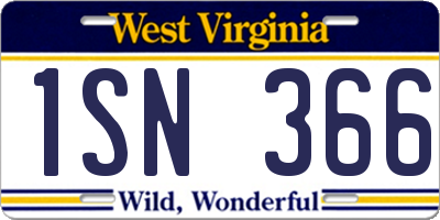 WV license plate 1SN366
