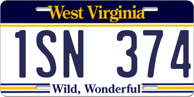 WV license plate 1SN374
