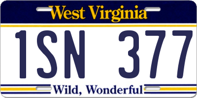 WV license plate 1SN377