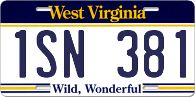 WV license plate 1SN381