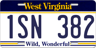 WV license plate 1SN382