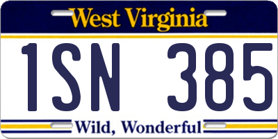 WV license plate 1SN385