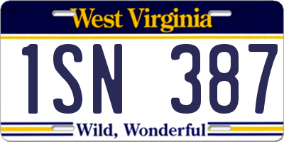 WV license plate 1SN387
