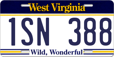 WV license plate 1SN388