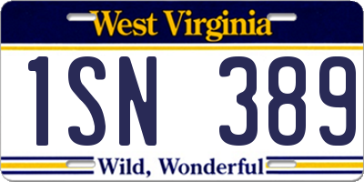 WV license plate 1SN389