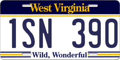 WV license plate 1SN390