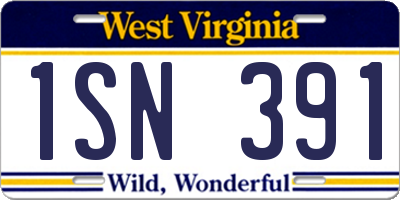 WV license plate 1SN391